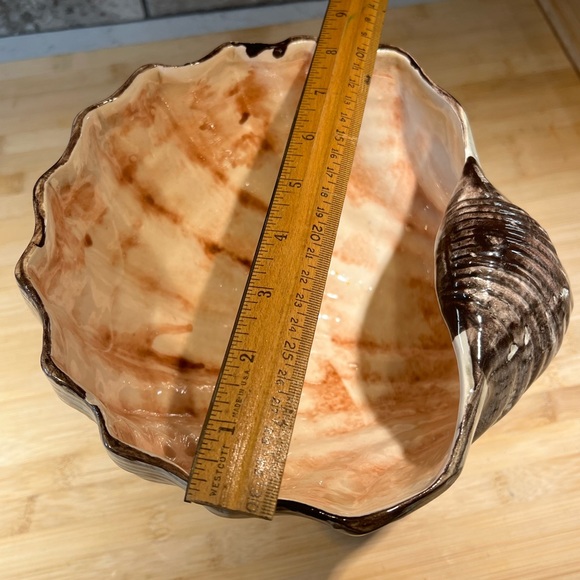 Vintage Ceramic Shell Bowl with Pedestal of Coral 8”x 7.5” Beach Decor - Picture 6 of 11